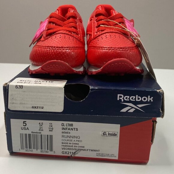Reebok Red & Pink Classic Leather PJ Masks Owlette Sneaker Size 5 - Picture 6 of 7